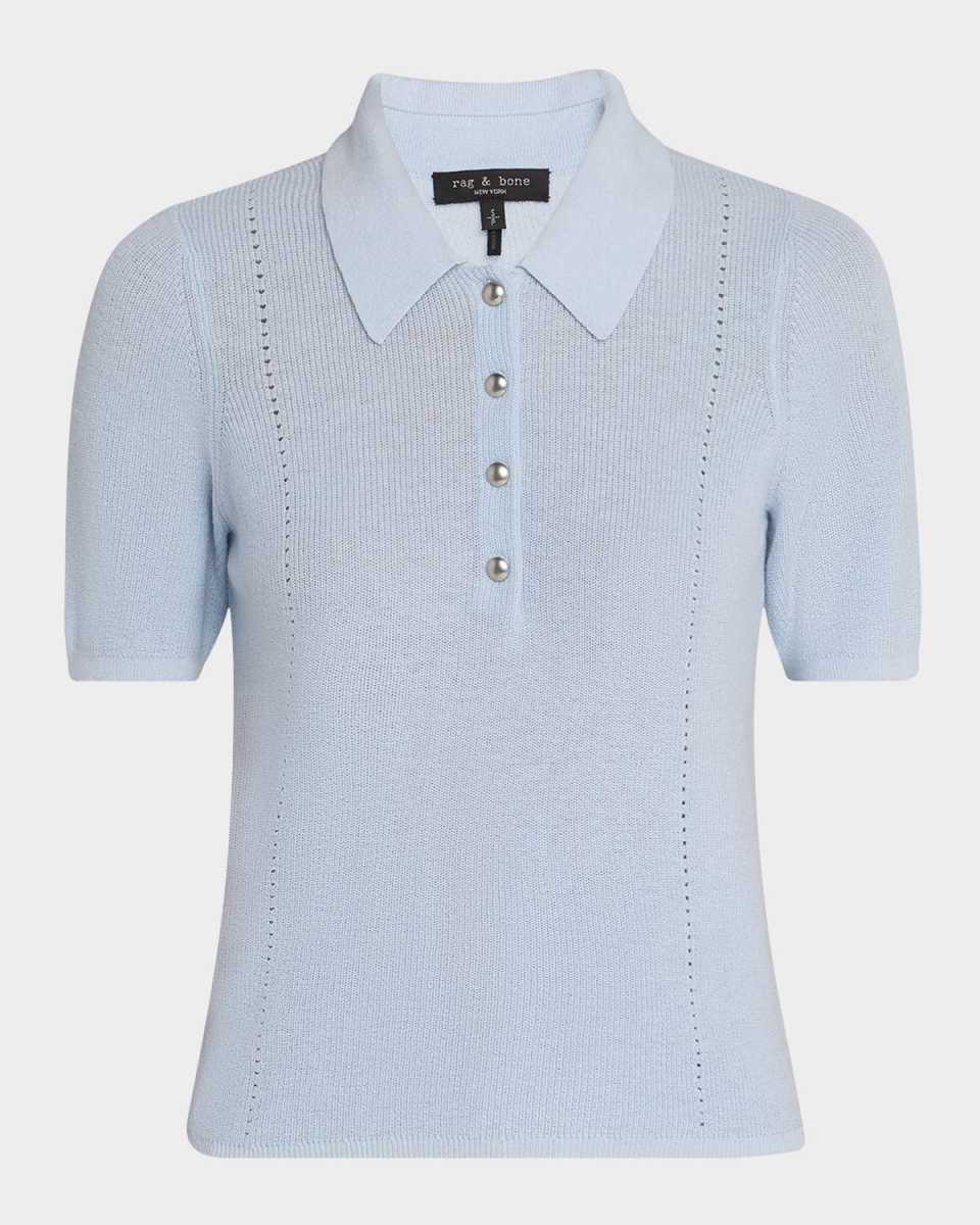 Darcey Cotton-Cashmere Short-Sleeve Polo Sweat